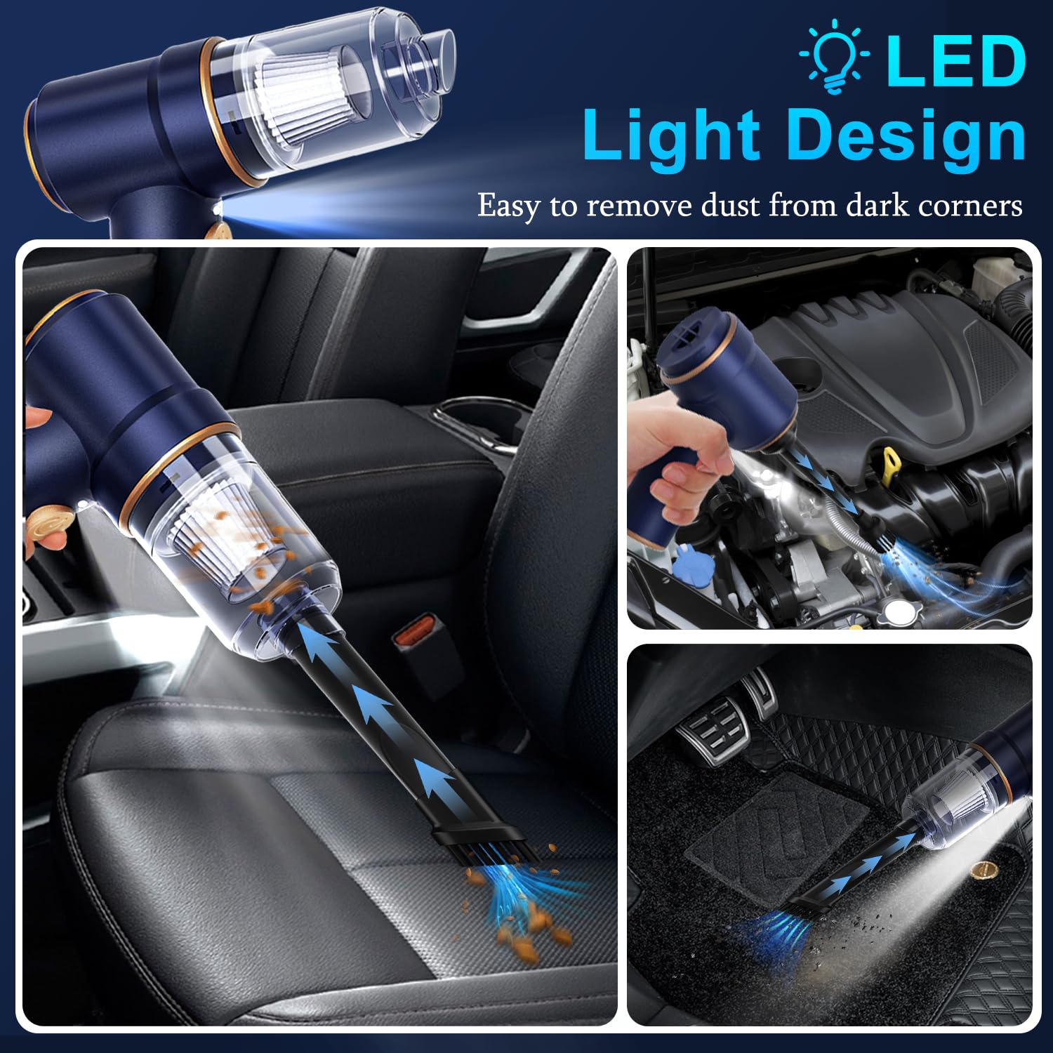 Happypawsie Handheld Car Vacuum Cleaner & 2-in-1 Air Duster (9000Pa)
